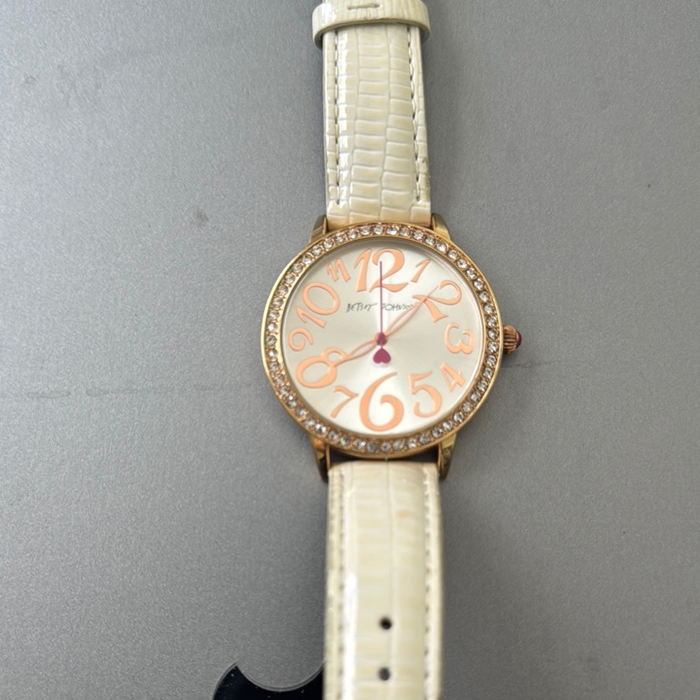 Betsey Johnson cream Leather Strap Watch - Picture 2 of 5